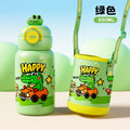 Cartoon character kids' thermos cup - 316 stainless steel, food-grade, student straw water bottle, portable dual-drink children's mug