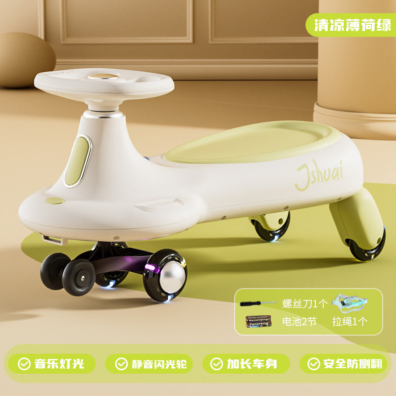 Kids twist car universal wheel model anti-rollover slip car music flash wheel balance rocking car model anti-rollover