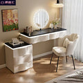 2025 new luxury solid wood vanity table - minimalist bedroom makeup desk with integrated chest of drawers, small storage cabinet, and makeup mirror