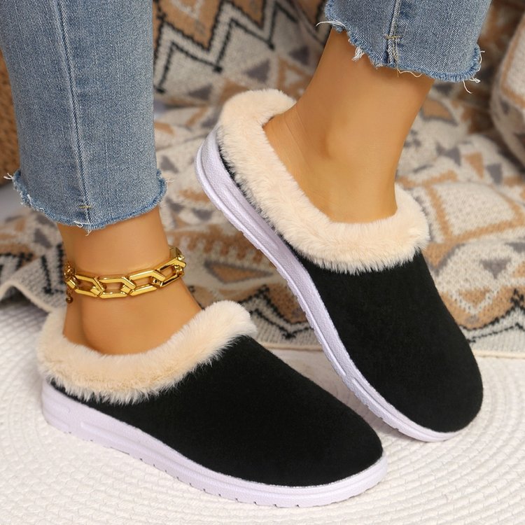 Export24new arrivallow ankle round toe fleece-linedflats women's cross-border plus size suede heattech round toe flatsfall and winter cotton shoes