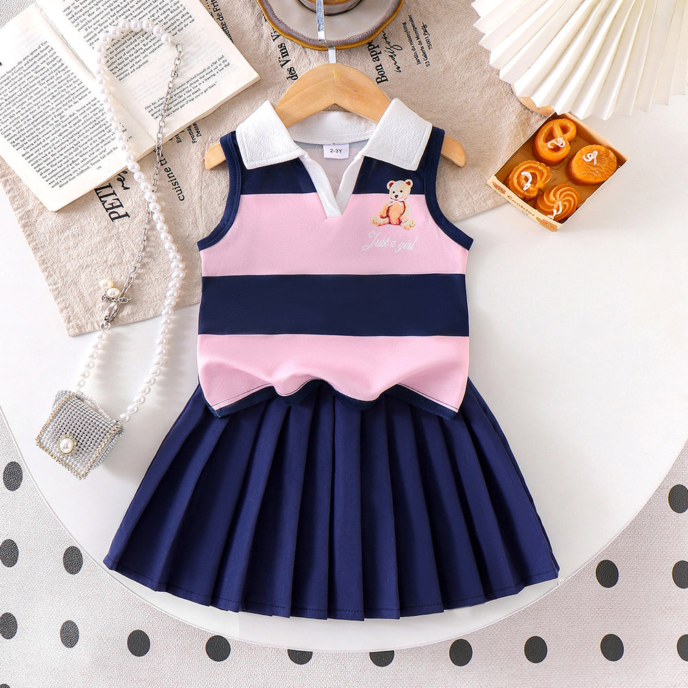 Kids clothing cross-border exportfall and winternew arrival children's stripestops+blue skirt baby children's clothing