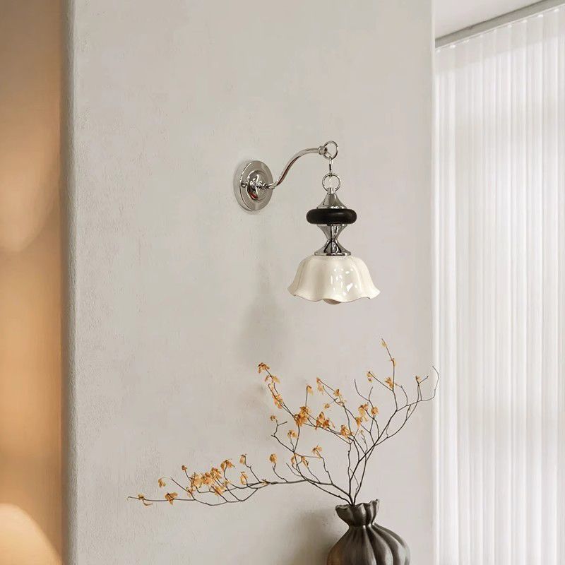 French medieval style wall lamp retro south sea style bedroom bedside wall lamp modern cream living room ceramic starlight wall lamp
