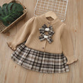 Dropshipping children's knit cardigan set -  autumn new collection - girls' preppy style two-piece outfit - baby girl open front cardigan set