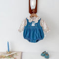 Autumn tops, baby bodysuits, girls' overalls, newborn to one-year-old baby stylish separates set, princess spring and autumn outfit