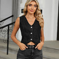 Wishfashion cross-border export women's clothing  independent station new washed slim-fitting denim vest vest