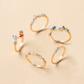 Open gold-plated flower ring set wholesale cross-border alloy jewelry niche diamond-set pair of rings for women diamond
