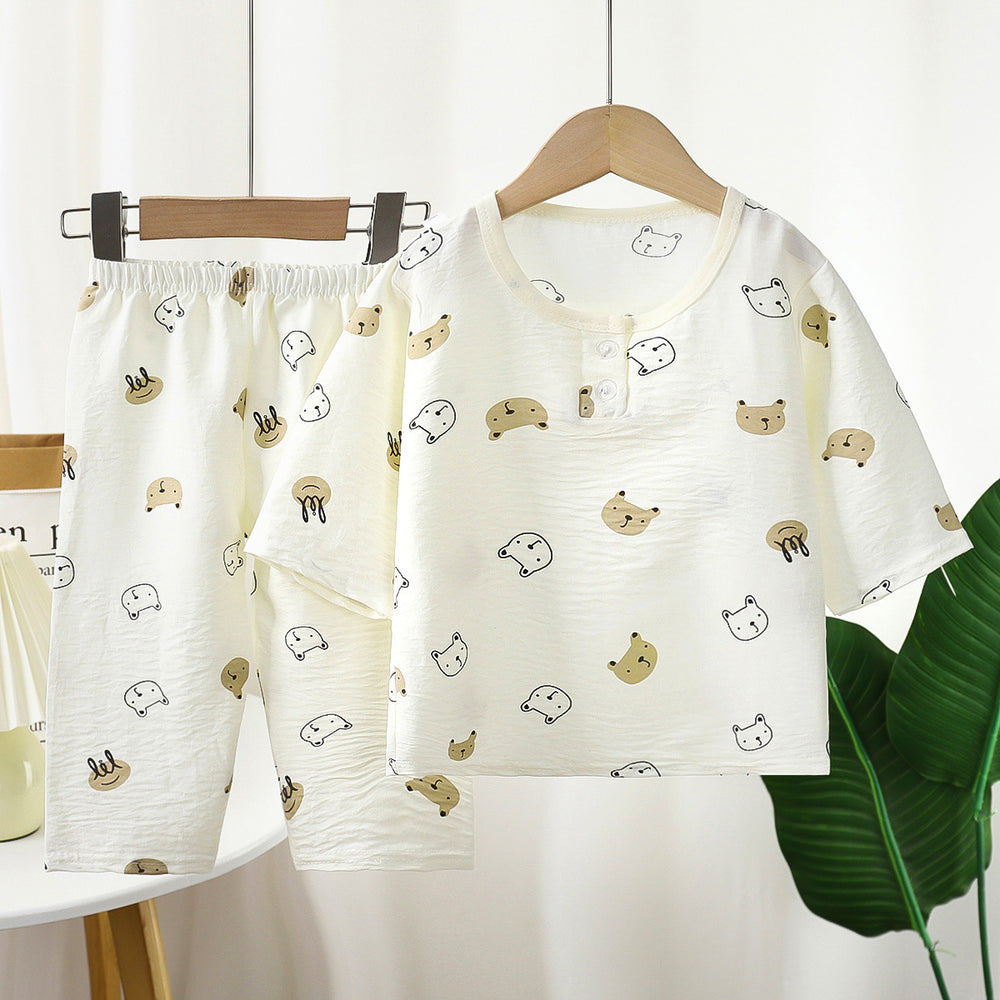 Summer kids' cloud cotton pajamas - boys' and girls' lightweight sleepwear - toddler and child air conditioning suit - baby casual set