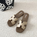 Xiaoxiangfeng sandals women's summer outwear non-slipeasiest for matchfashion imitation wood grain flatsh belt one-line slippers women's export