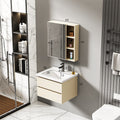 Double-layer drawer honeycomb aluminum bathroom cabinet bathroom mirror cabinet combination wall-mounted ceramic integrated basin honeycomb aluminum basin