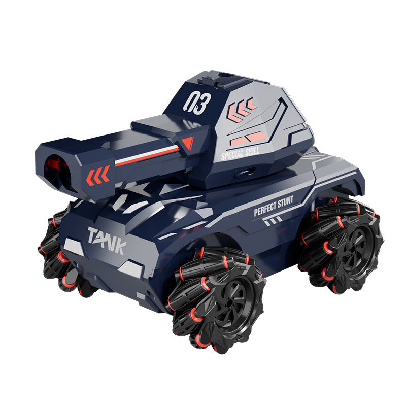 Wholesale cross-border remote control toy cars: stunt electric spray water bomb launcher tank with lights and music for kids