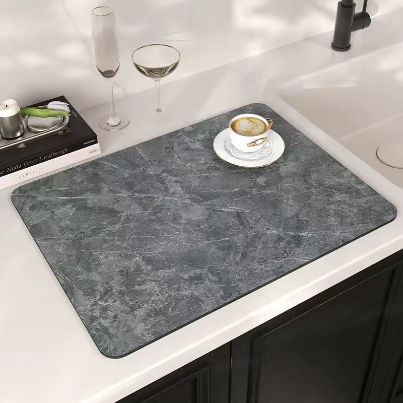 marble kitchen drain mat coffee machine non-slip mat countertop insulation mat absorbent mat drying mat placemat