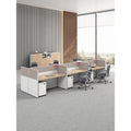 Staff office desk and chair set - minimalist modern office furniture, workstation computer desk, employee desk with partition