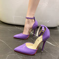 2026 new women's high heels, fashionable and sexy single shoes with ankle strap, elegant and mature style, pointed toe pumps