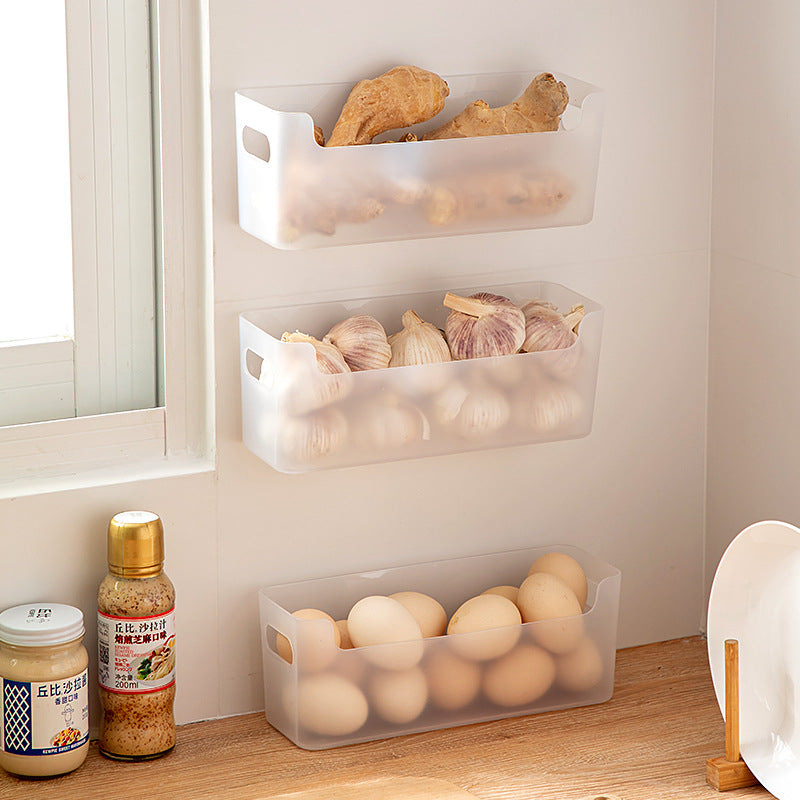 Kitchen Onion, Ginger, Garlic Storage Box Plastic Transparent Non-punching Wall-mounted Storage Box Multifunctional Sundries Sink Shelf