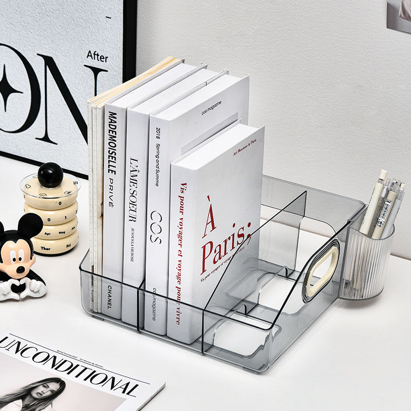 Bookshelf Desktop storage box Acrylic book desk storage box Stationery desk Student sorting box Bookshelf