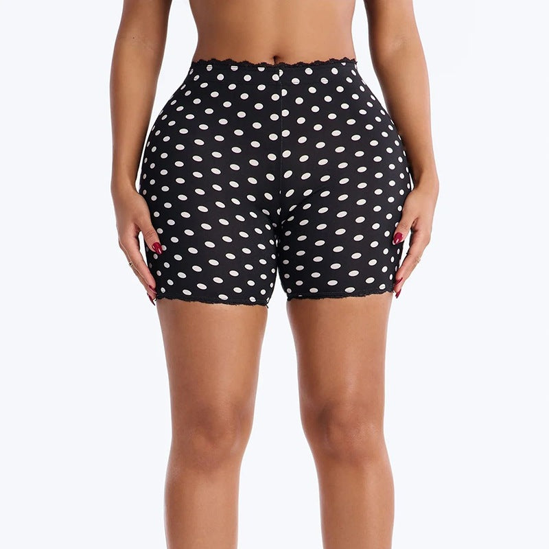 spring and summer new arrivalfashion style sexy butt lift women's easiest for match tight printing style lace trim motorcycle shorts