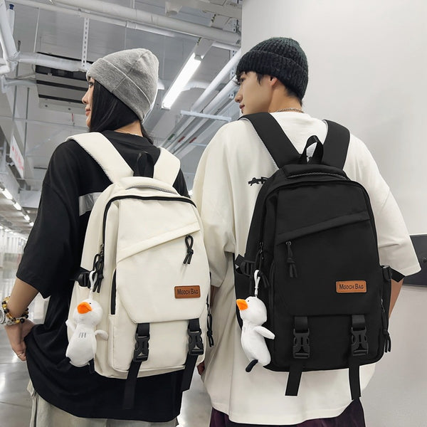 Large-capacity casual backpack Korean version fashionable simple solid color campus style student class schoolbag travel computer bag