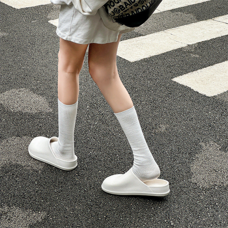 2025 new eva clog slippers for men - waterproof, no-hole half slippers, stylish couple's clogs