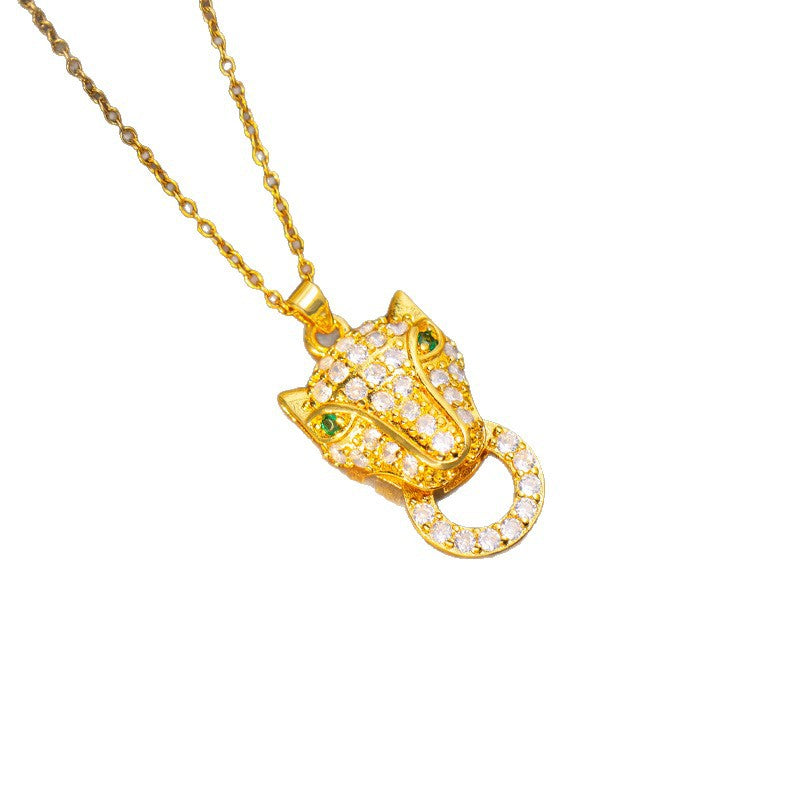 [titanium steel] cross-border popular exaggerated personalized leopard necklace for women, accessible luxury niche design, high-end elegant jewelry