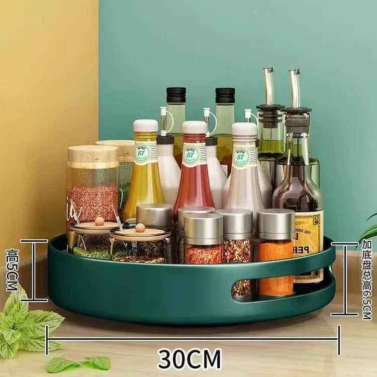 Rotating spice rack for home kitchen, bathroom organizer for toiletries, round storage shelf