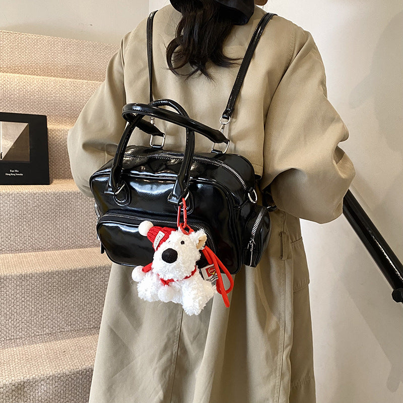 Versatile preppy style backpack for women, 2025 new trendy niche handbag, highland dog minimalist retro women's bag