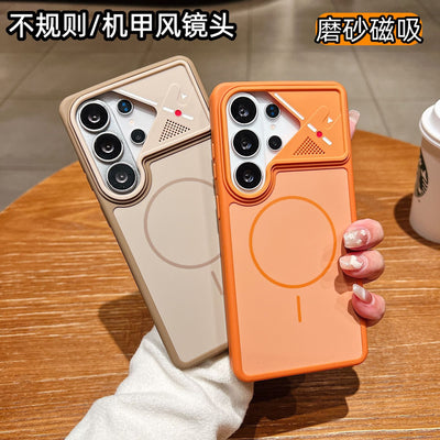 samsung s26 ultra phone case - irregular mecha style, lens protection, anti-drop, skin-feel matte, magnetic protective cover