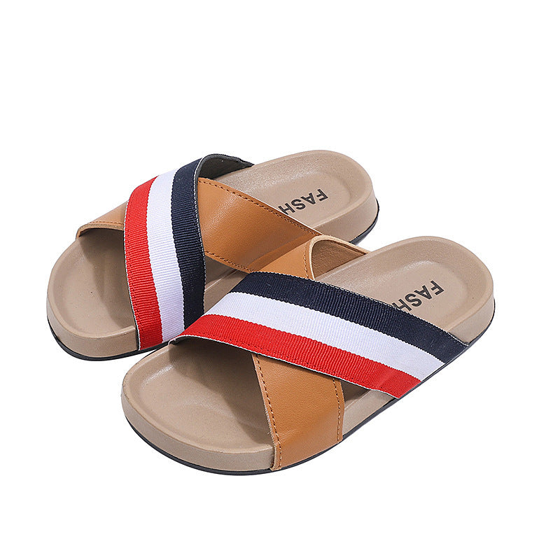 Personalized boys cork fashion sandals kids sandals flip-flops flats toe-cap slippers slip-on half slippers