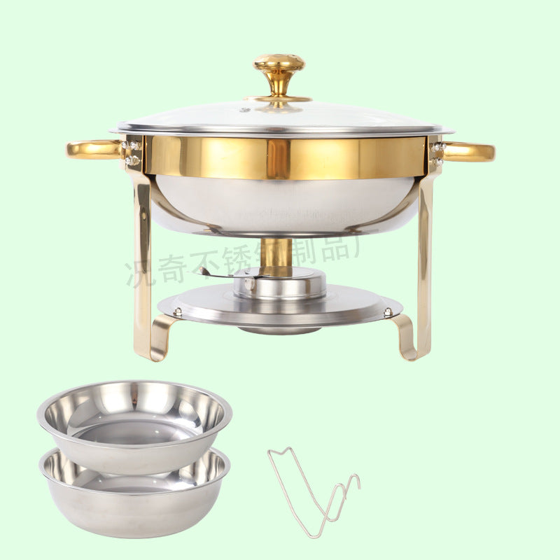 5qt stainless steel gold round furnace insulation buffet furnace suitchafingdishbuffetsetcross-border