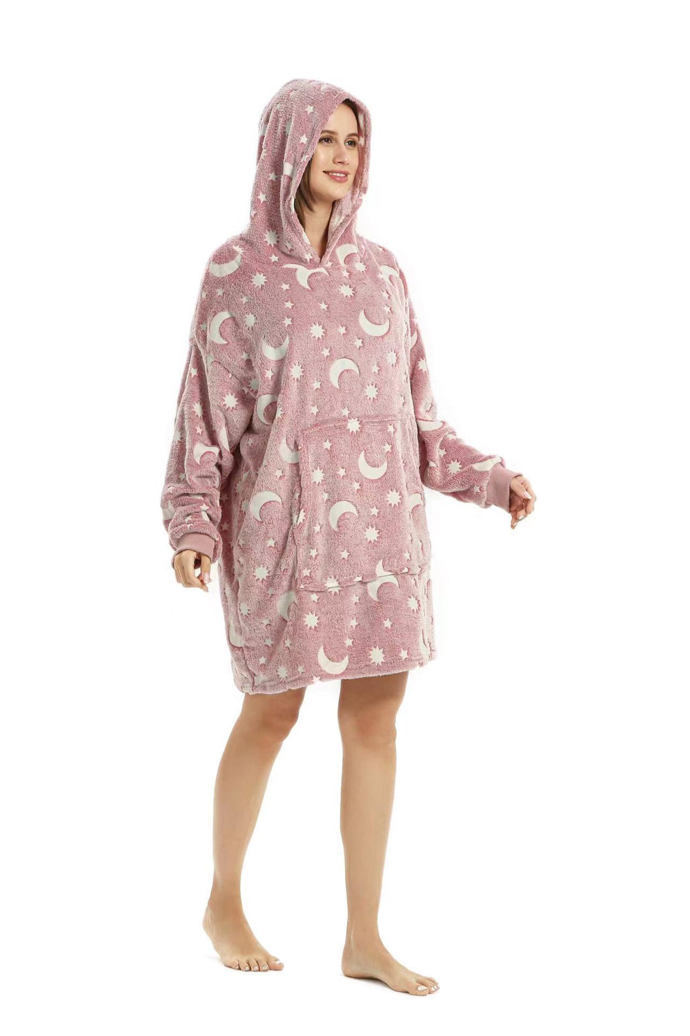 glow-in-the-dark pajamas, lazy person's light-up hooded pajamas, fluorescent robe, double-sided fleece warm loungewear