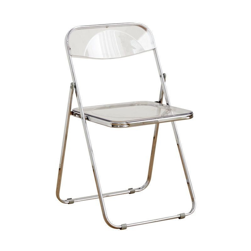 Minimalist folding chair - transparent acrylic photo booth chair for clothing stores, trendy influencer makeup stool, crystal backrest dining chair