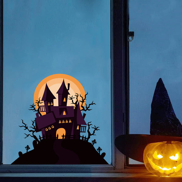 PH-QT1119 Cross-border Halloween window sticker castle party wall decoration sticker window glass sticker wall sticker