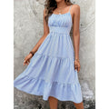 listing: new  women's original elegant striped ruffle hem slip dress