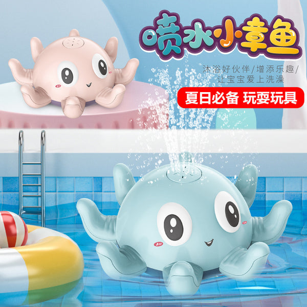 Cross-border  export bathroom automatic induction water spray octopus electric octopus light music water toy