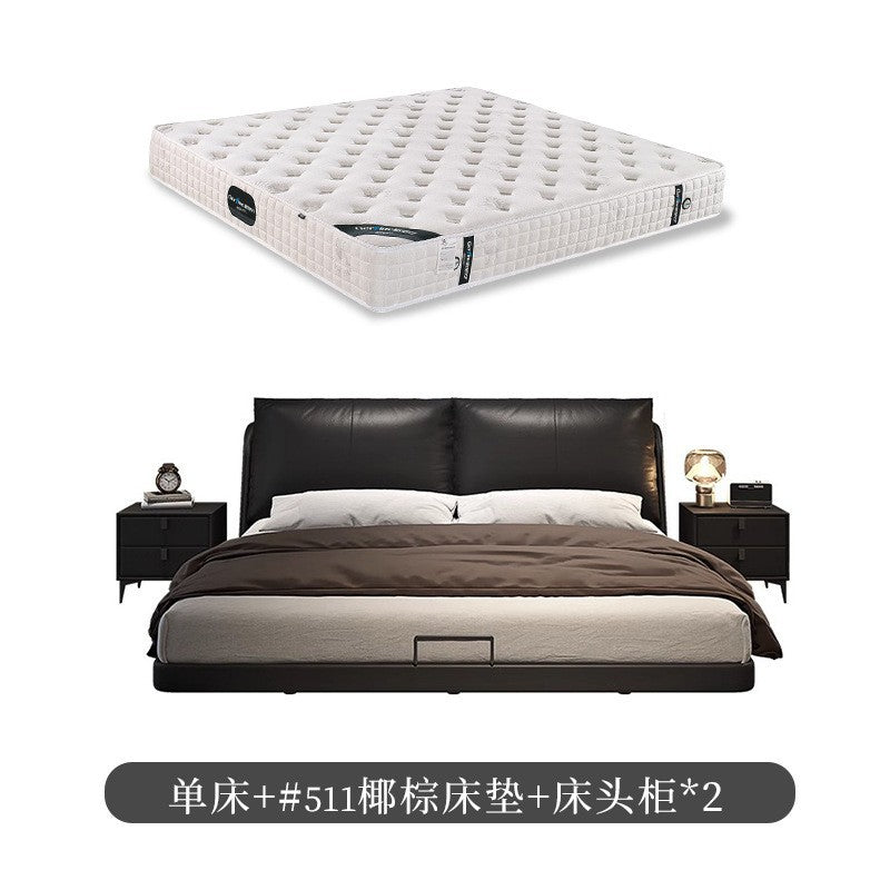 Italian normcore suspended bed modern casual leather bed master bedroom popular bed soft bed with backrest down leather bed