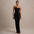 autumn new arrivals: european & american style women's sleeveless maxi dress - solid color, slim fit, ruched bodycon with tie detail