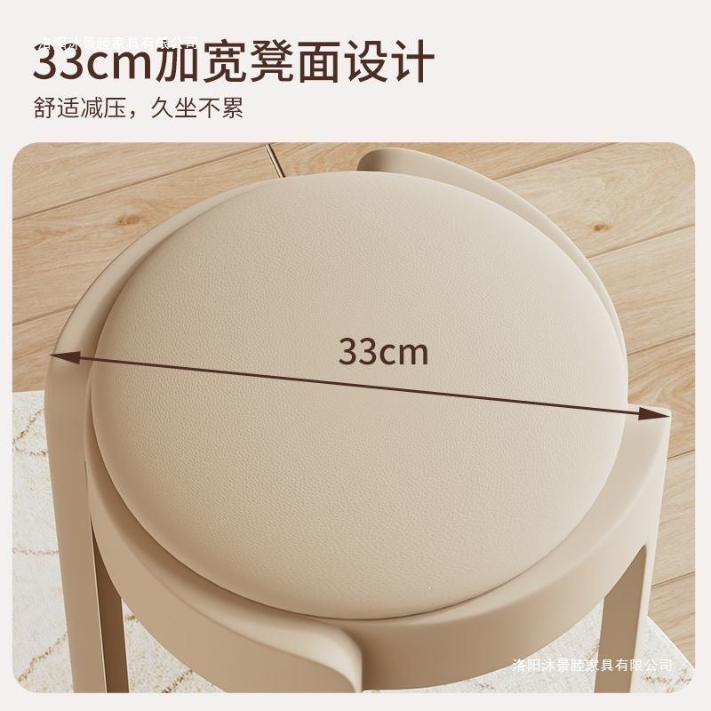 Soft-packed casualfor home plastic dining chair, sturdy and durable chair, stool, stackable thickened round stool, living room chair