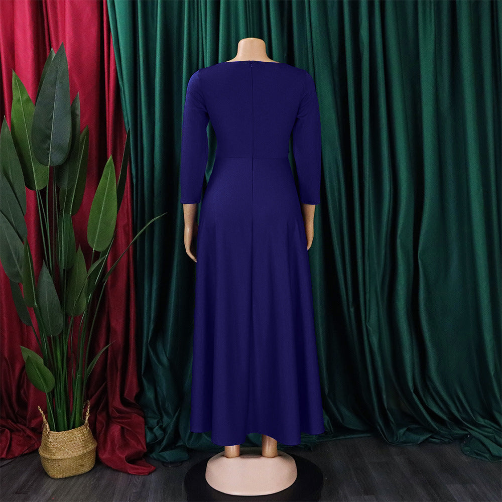 C8621 women's foreign trade dress  new arrival mid-length a-line maxi dress elegant fashion african dress