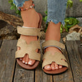 plus size  summer new arrival women's slippers - one-strap hook-and-loop peep-toe minimalist flat slippers for export