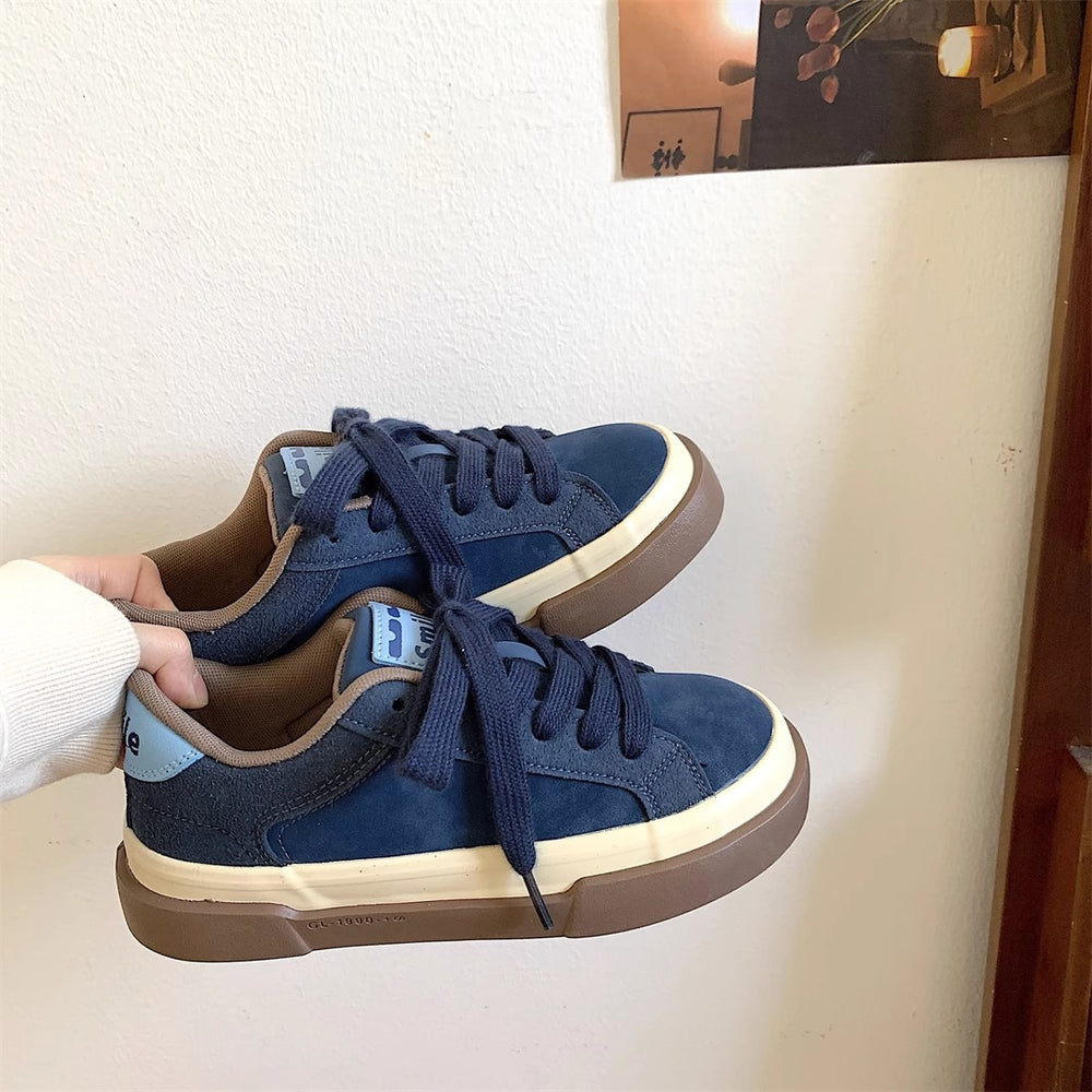 Vintage blue chunky sneakers for women - 2026 spring new arrival, trendy & versatile, unique design, athletic & casual footwear