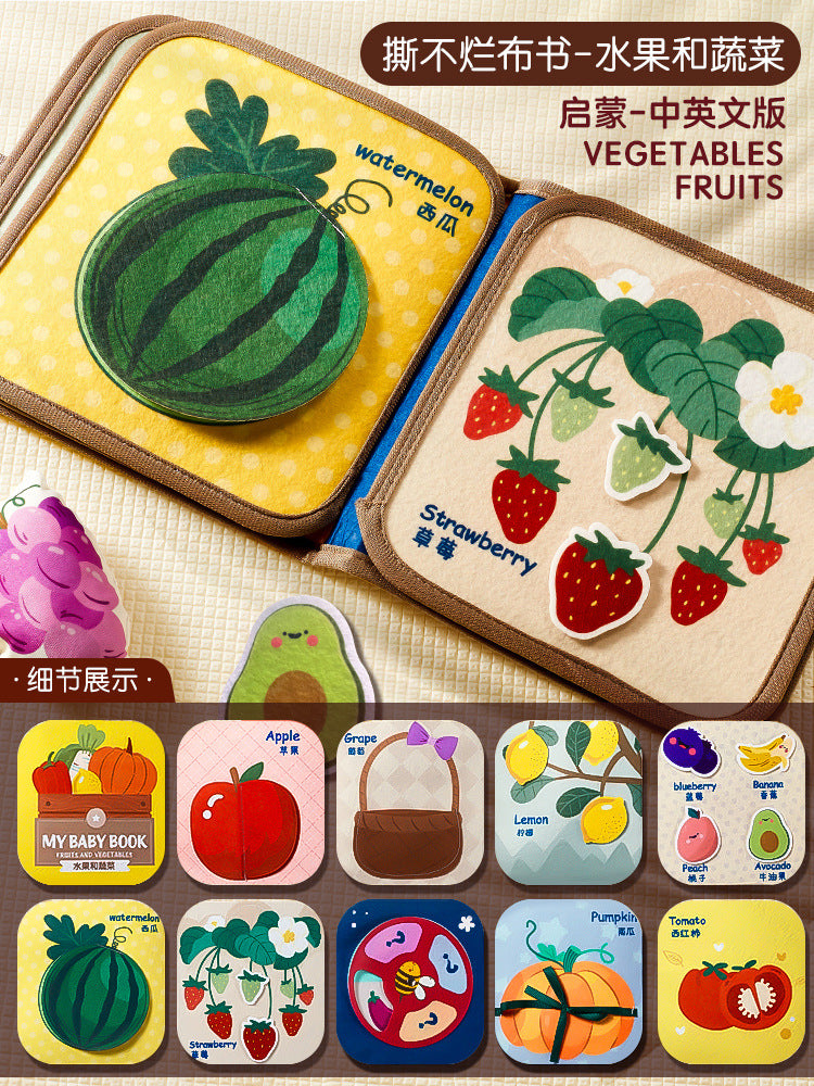 Quiet tear book, baby can chew, baby magic paste, early education cloth book toy, hand tear book, tear apart years