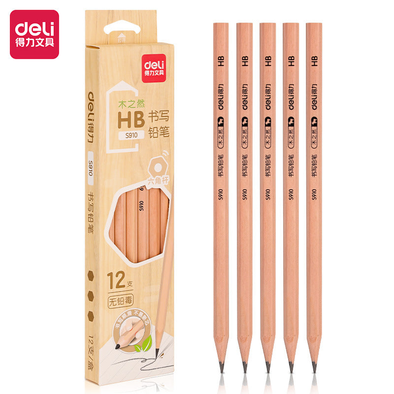 Deli hole pencil 2B pencil box with writing pen HB children's correction student pencil set stationery wholesale