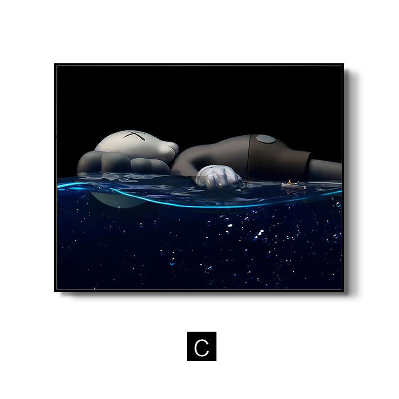 Kaws trend meter box decorative painting simple cartoon violent bear electric box blocking hanging painting switch box flip wall painting