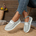 Plus size women's summer canvas casual shoes - round toe, leopard print, slip-on style - trending