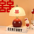 Cream style pair of wedding room red wedding dowry wedding celebration bride ceramic long-lasting lamp wedding bedroom table lamp