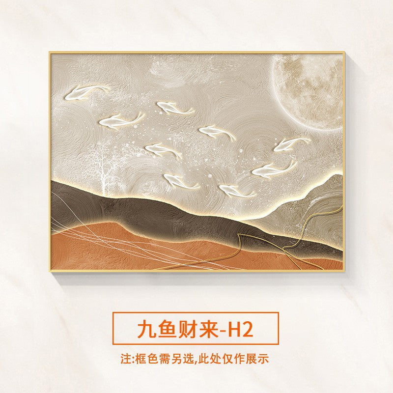 Nine fish map meter box decorative painting modern simplicity blocking restaurant distribution box power box free punching creative hanging painting