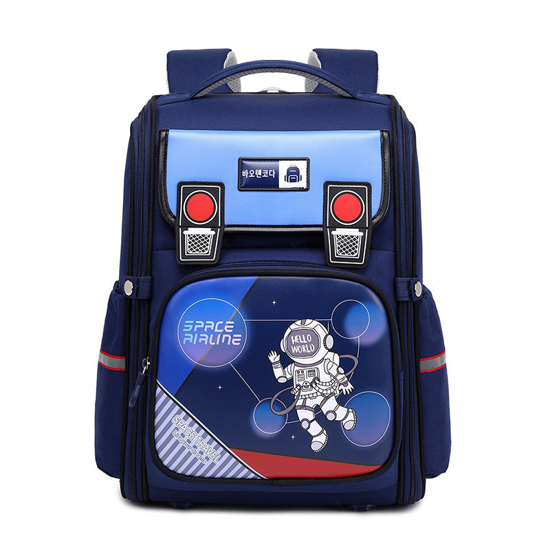 New cartoon primary school schoolbag integrated large-capacity boys and girls spine protection backpack light