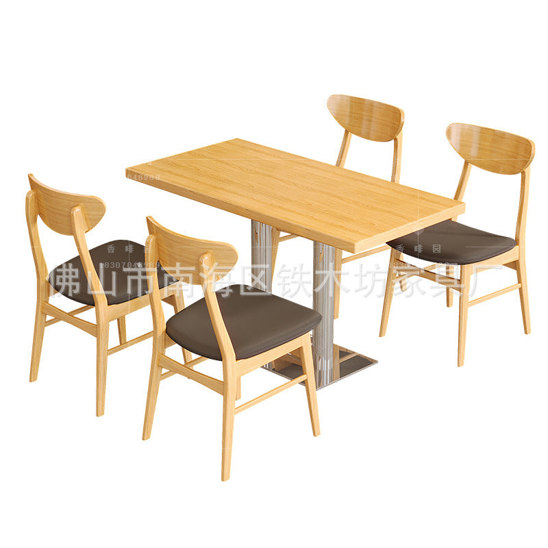 Company school canteen dining table and chair combination staff and students 4 people 6 people dining room tables and chairs commercial fast food tables and chairs