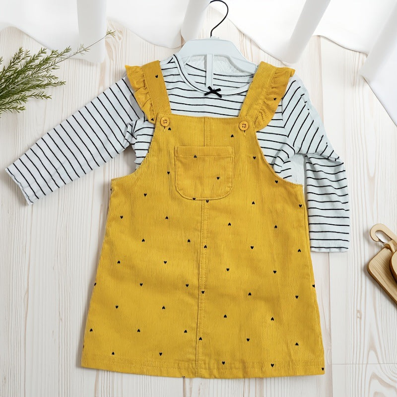 Export original single baby dressspring & fall suit dress style baby suspender skirt + pure cottont suit