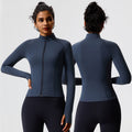 New stand collar fitness topslong sleeves sports outwear slimming look running yoga clothes zipper tight fitness clothes for women