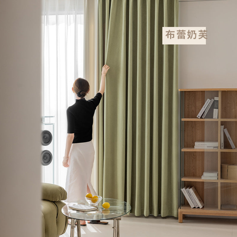 Japanese herringbone chenille curtains, blackout, bedroom, thickened, high-end, living room, shaoxing curtains wholesale, curtain fabric